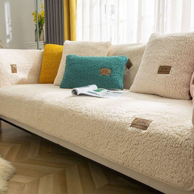 Funda de sofá ultrasuave de cachemira de cordero – efecto peluche y antideslizante 