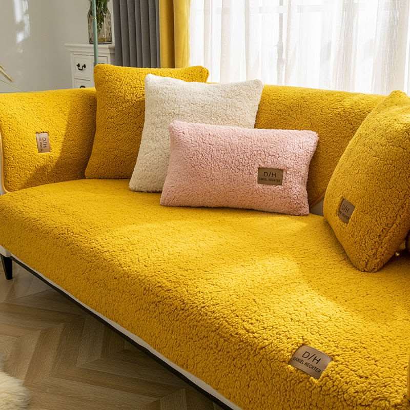 Funda de sofá ultrasuave de cachemira de cordero – efecto peluche y antideslizante 